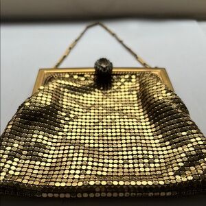 Whiting & Davis Gold Mesh Evening Bag With Rhinestones Vintage